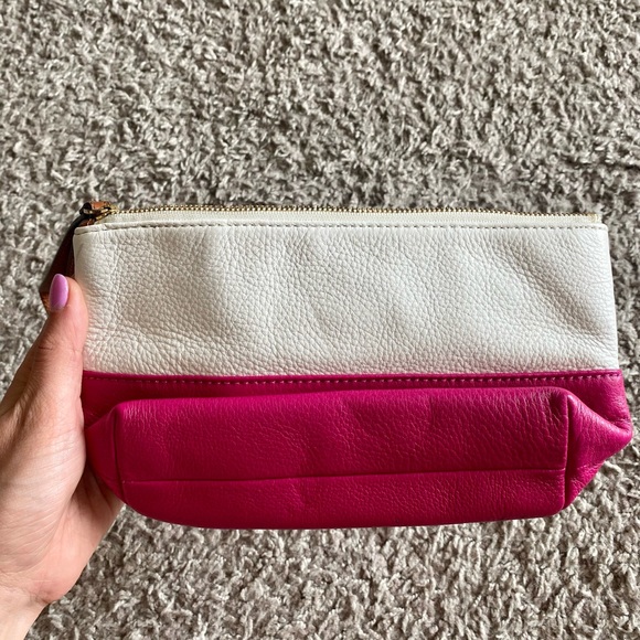 Michael Kors MK Pink and White Colorblock Leather Wristlet - Picture 3 of 4